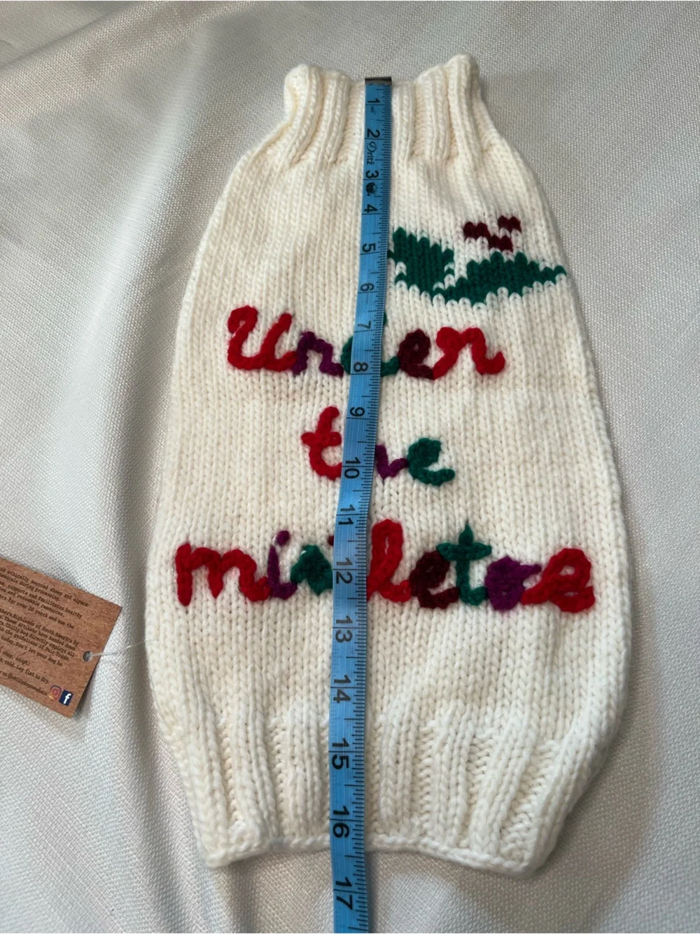 Anthropologie Chilly Dog 100% Wool 'Under the Mistletoe’ Knit Dog Sweater
